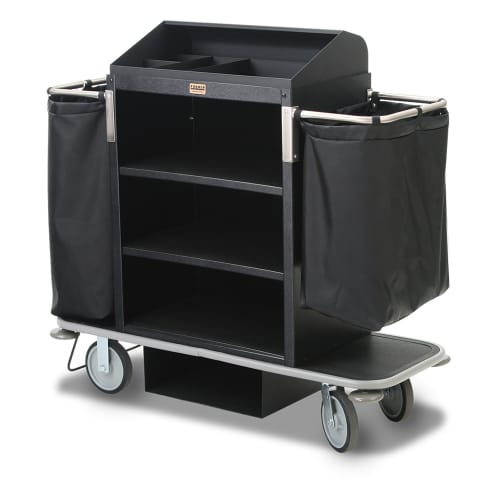 Forbes Plastic Housekeeping Cart, Three Shelves, Black